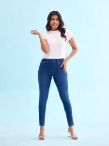 GO COLORS Women Blue Mid Rise Cotto