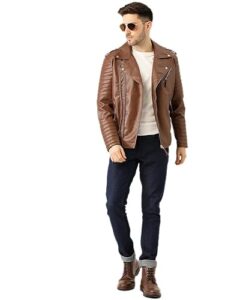 Mens Solid Biker Jacket