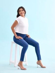 GO COLORS Women Blue Mid Rise Cotton Pants (4)