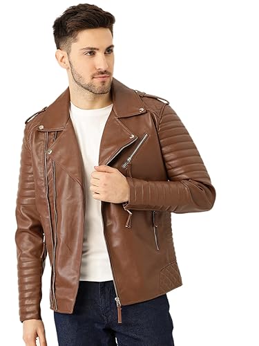 Mens Solid Biker Jacket