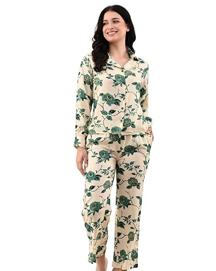 UNIfringe Womens Rayon Rose Printed Night Suit